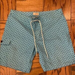 Men's Green Patterned Swim Shorts